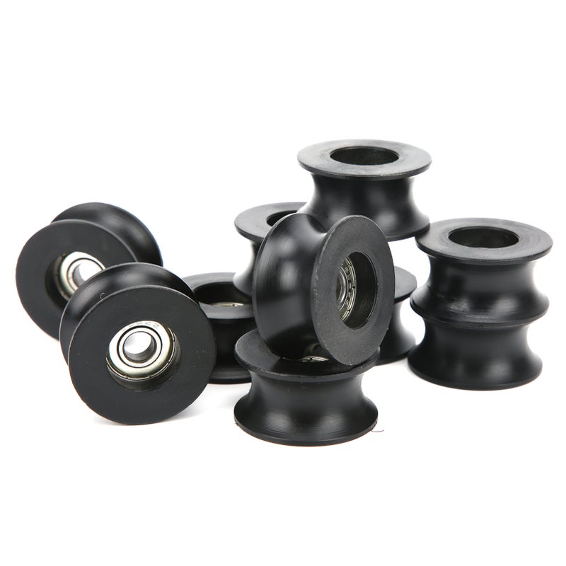 10Pcs Roller Bearing Deep UShaped Groove Nylon Coated Pulley Guide Rail Wheel 608ZZ - Image 2