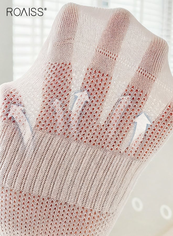 roaiss 5 Pairs Women's Invisible Ankle Socks, Summer Cotton Boat Socks for Ladies, Anti-Slip Sweat-Wicking Breathable Antibacterial Odor-Resistant Socks, Mesh Low-Cut Invisible Socks - Image 4