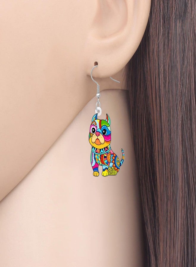 DUOWEI Cute Boho Pit Bull Earrings Acrylic Colorful Bohemia Design Unique Pets Puppy Animal Jewelry Charms Dog Mom Gifts for Women Dog Lovers Owners Accessories (Coloful) - Image 2