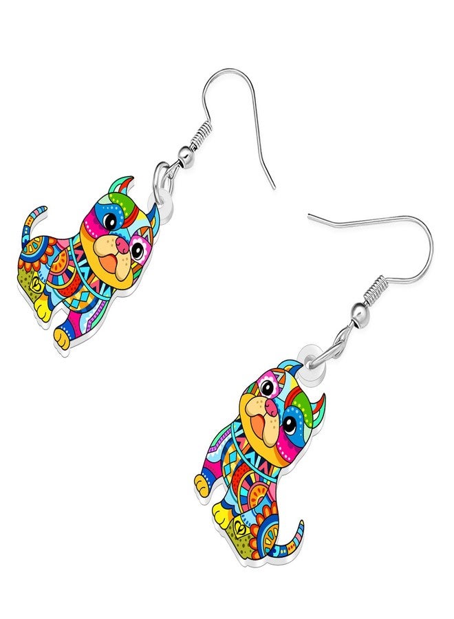 DUOWEI Cute Boho Pit Bull Earrings Acrylic Colorful Bohemia Design Unique Pets Puppy Animal Jewelry Charms Dog Mom Gifts for Women Dog Lovers Owners Accessories (Coloful) - Image 3