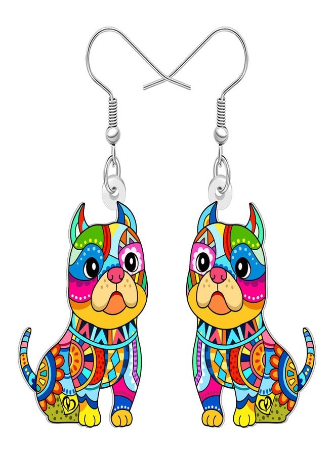 DUOWEI Cute Boho Pit Bull Earrings Acrylic Colorful Bohemia Design Unique Pets Puppy Animal Jewelry Charms Dog Mom Gifts for Women Dog Lovers Owners Accessories (Coloful) - Image 1