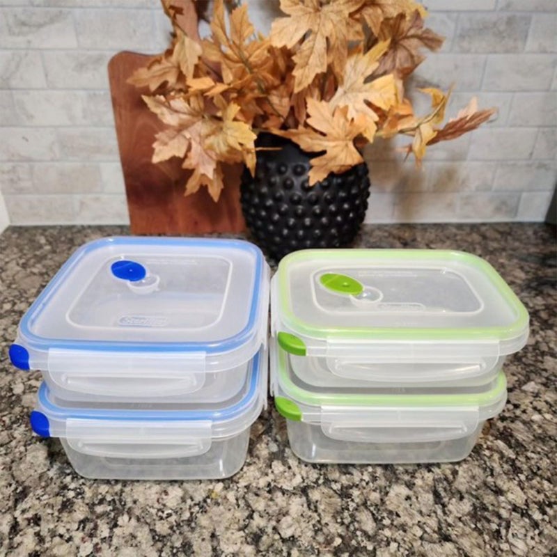 Sterilite Ultra-Seal 3.1 Cup Rectangle  Airtight Food Storage Container  Latching Lid  Microwave and Dishwasher Safe  Clear With Green Gasket  12-Pack - Image 3