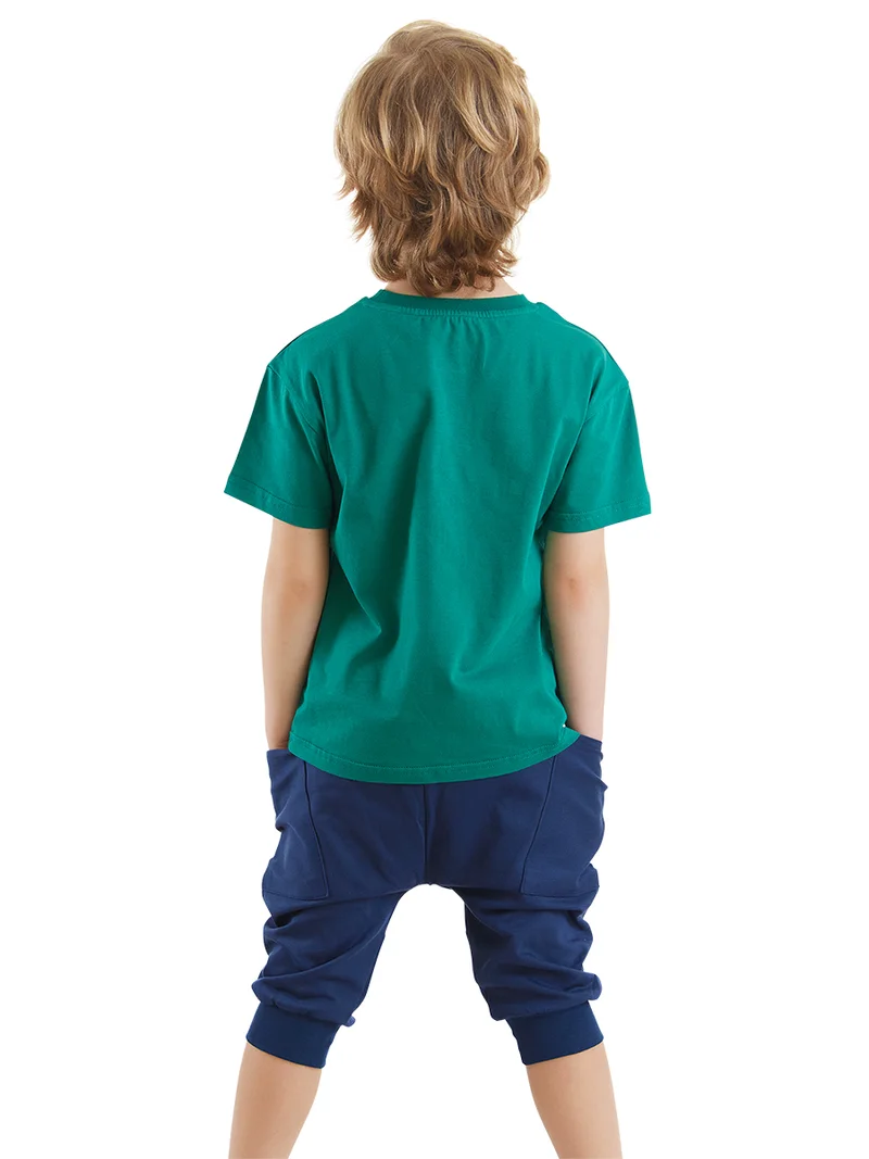 Denokids Funny Dino Boy T-shirt&Capri Pants Set