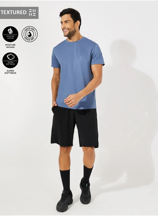 ستايلي Styli Textured T-Shirt and Shorts Sports Fitness Suit Set