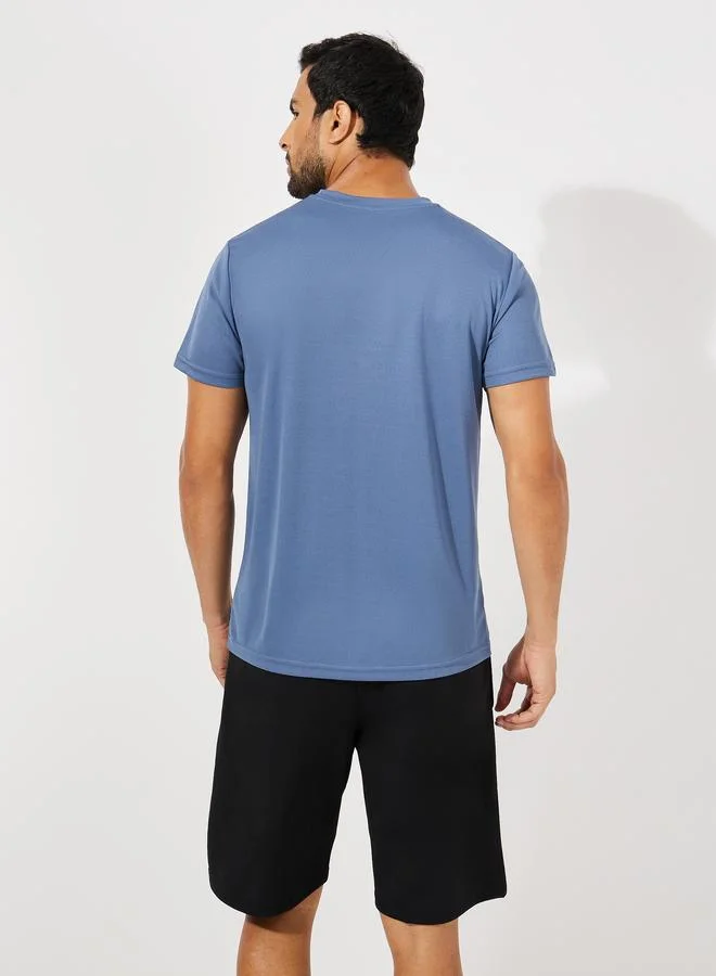 Styli Styli Textured T-Shirt and Shorts Sports Fitness Suit Set