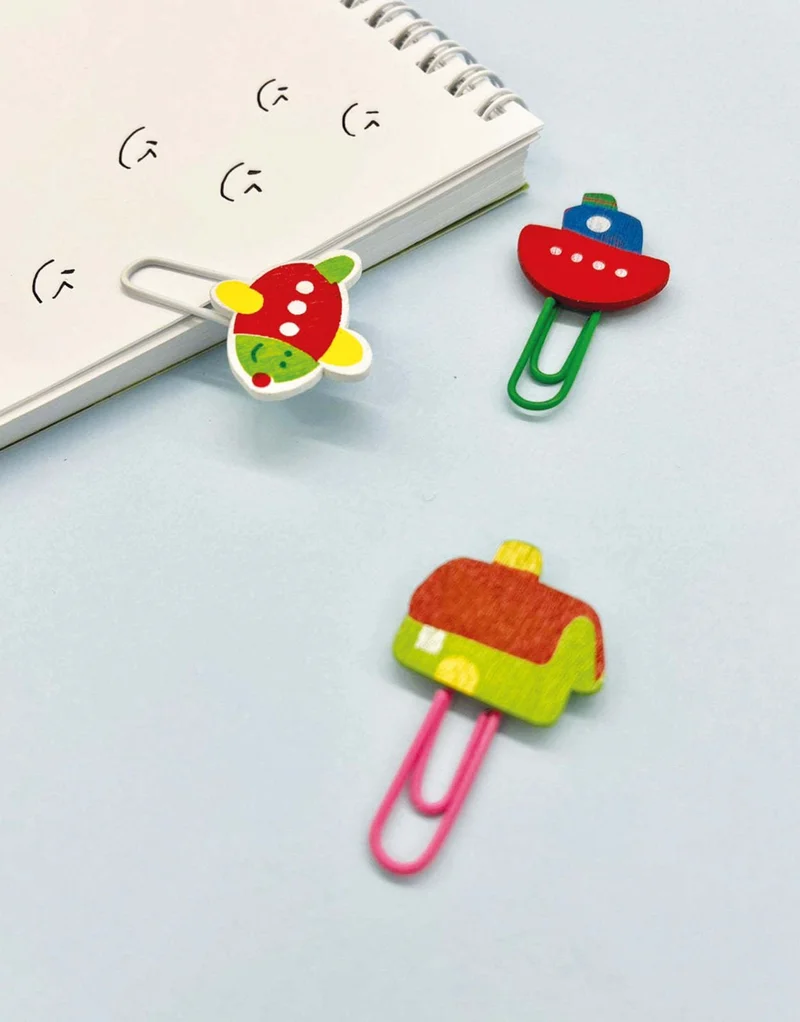 Kağıt Gemi Dükkan 3-Pack Wooden Paper Clip (house-ship-plane)