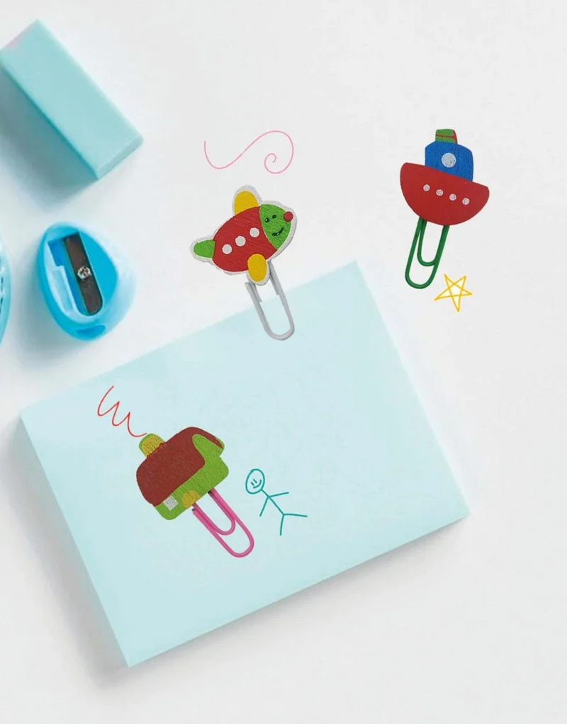 Kağıt Gemi Dükkan 3-Pack Wooden Paper Clip (house-ship-plane)