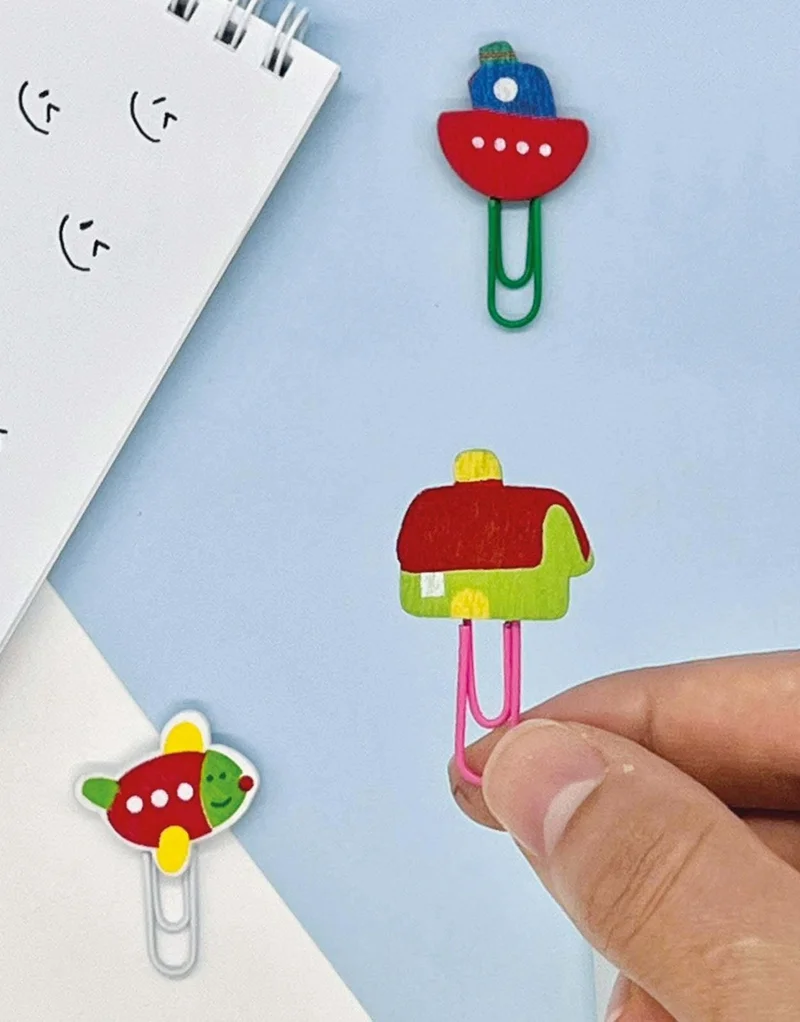 Kağıt Gemi Dükkan 3-Pack Wooden Paper Clip (house-ship-plane)