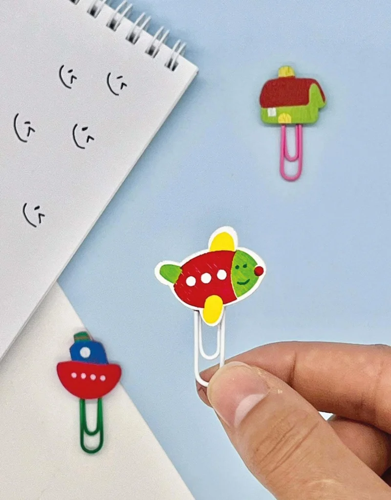 Kağıt Gemi Dükkan 3-Pack Wooden Paper Clip (house-ship-plane)