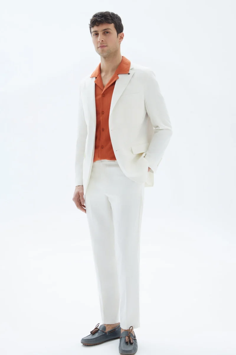وي كرييت White Textured Classic Blazer By WECRE8