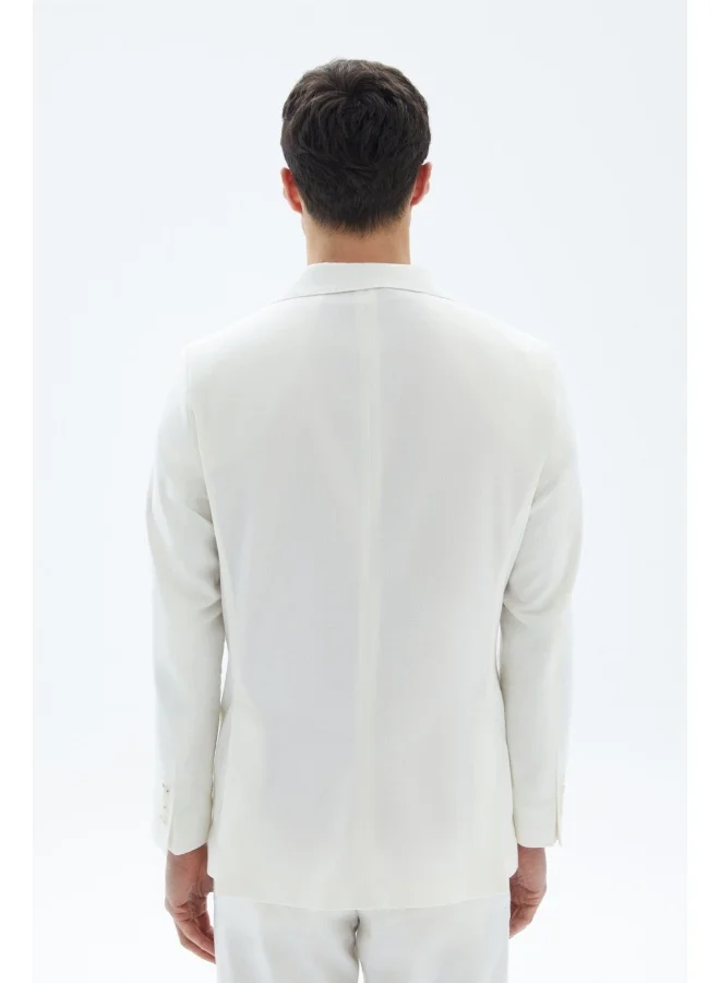 Wecre8 White Textured Classic Blazer