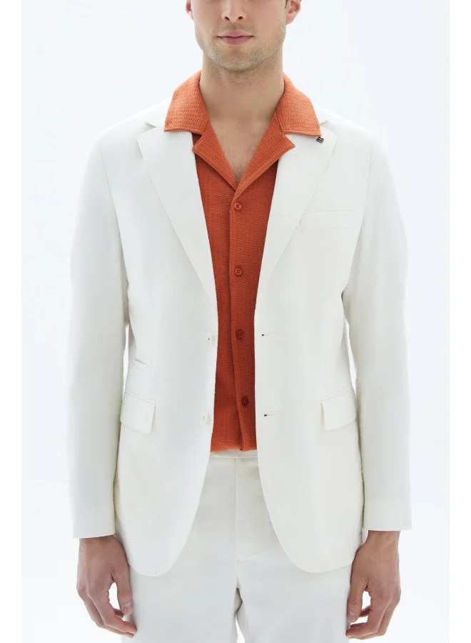 Wecre8 White Textured Classic Blazer