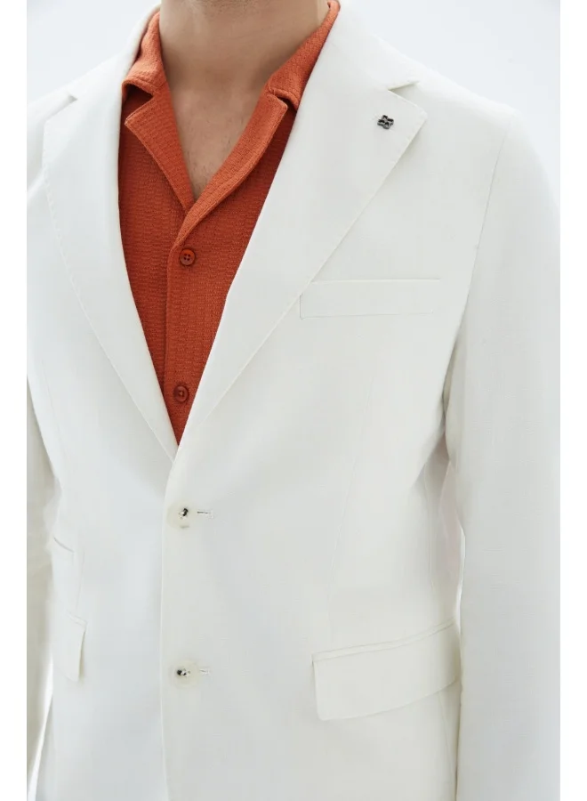 Wecre8 White Textured Classic Blazer