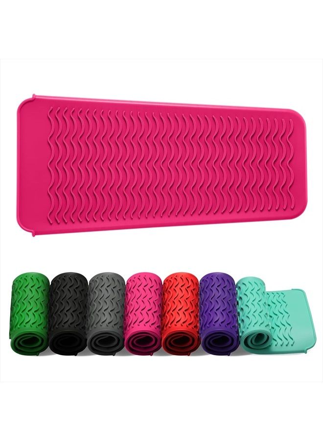 ZAXOP Resistant Silicone Mat Pouch for Flat Iron, Curling Iron,Hot Hair Tools (Hotpink) - Image 1