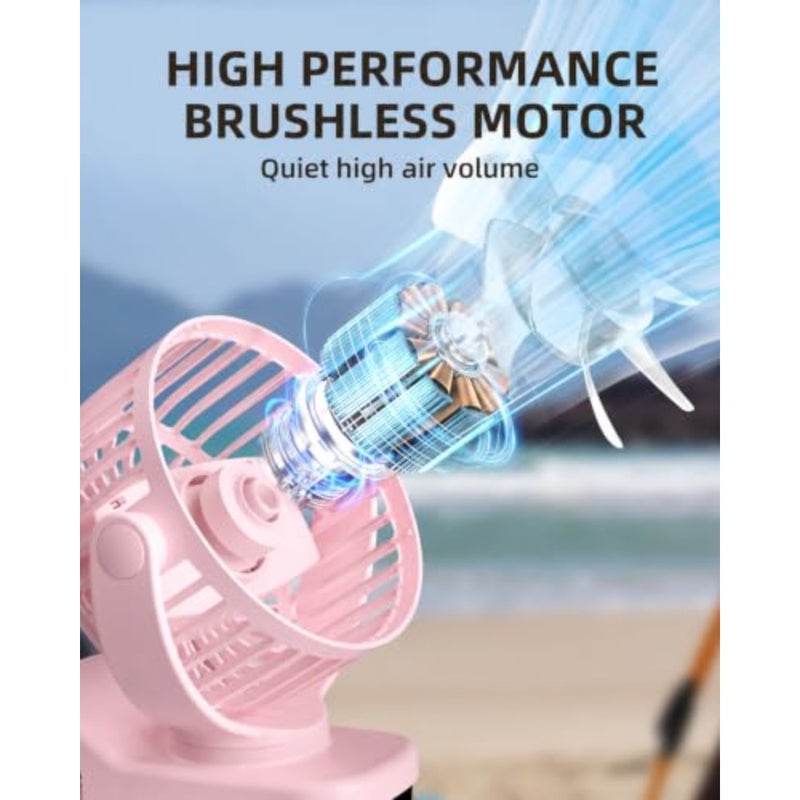 Mini Clip on Fan, Battery Operated Desk Fan, Digital display 3 Speeds Adjustable, Bidirectional 360 ° Adjustable, Super Strong Wind, Portable Fan for Home, Office, Camping - Image 4