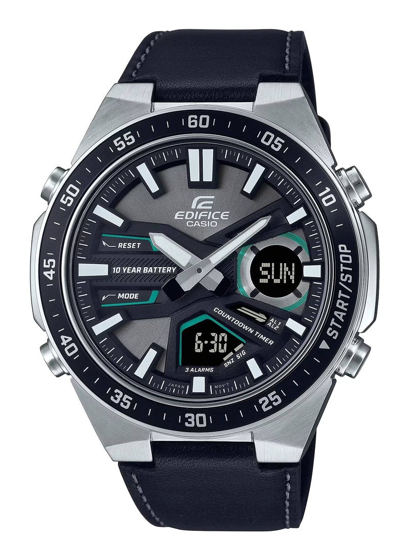 CASIO - Edifice Analog-Digital Leather Strap Men's Watch EFV-C110L-1AVDF - Image 1