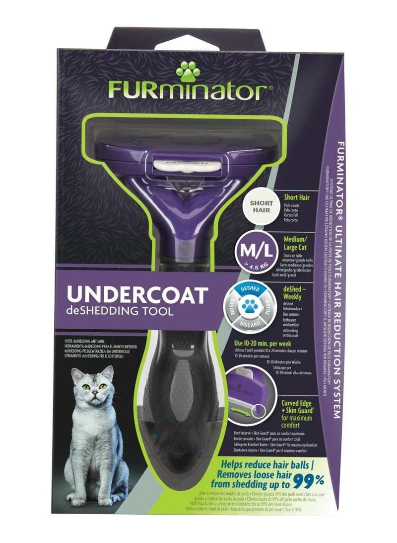 FURminator Cat Undercoat Deshedding Tool Medium Large Short Hair - Image 1