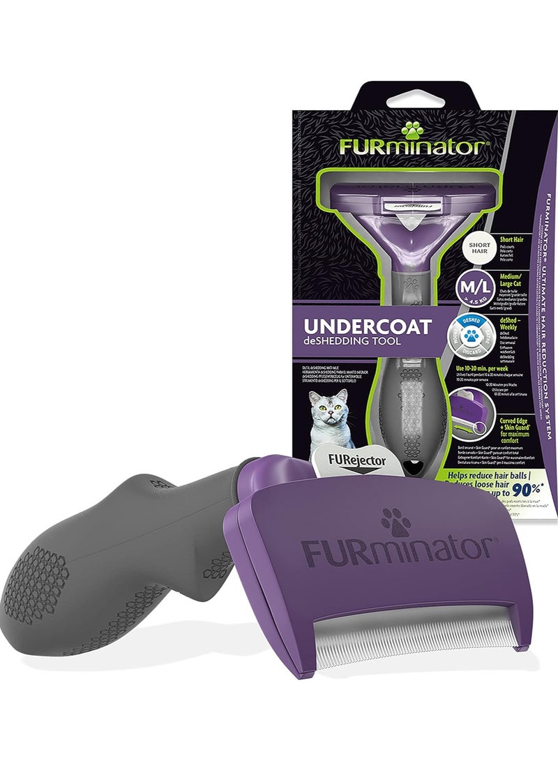 FURminator Cat Undercoat Deshedding Tool Medium Large Short Hair - Image 2