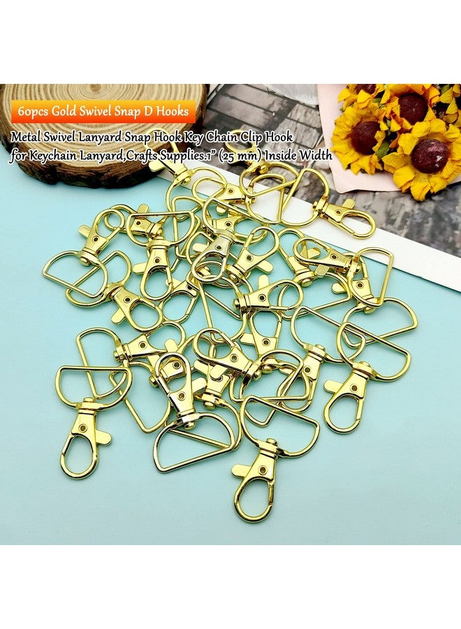 Oubaka 60Pcs Gold Swivel Snap Hook D Ring Metal Swivel Clasps Lobster Clasp Key Chain Clip Hook Swivel Clasps Claw Lobster Lanyard Clasp For Keychain Lanyard Jewelry Diy Crafts Supplies - Image 2