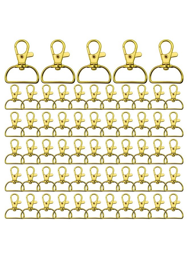 Oubaka 60Pcs Gold Swivel Snap Hook D Ring Metal Swivel Clasps Lobster Clasp Key Chain Clip Hook Swivel Clasps Claw Lobster Lanyard Clasp For Keychain Lanyard Jewelry Diy Crafts Supplies - Image 1