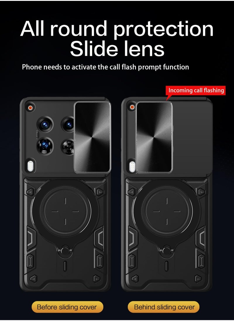 Generic - TECNO Camon 30 5G Case Cover, Slide Camera Lens Cover, 360°Rotating Kickstand Ring, Bumper Shockproof Phone Case，Compatible with Car Magnetic Mount Mobile Phone Case For TECNO Camon 30 5G Black - Image 1