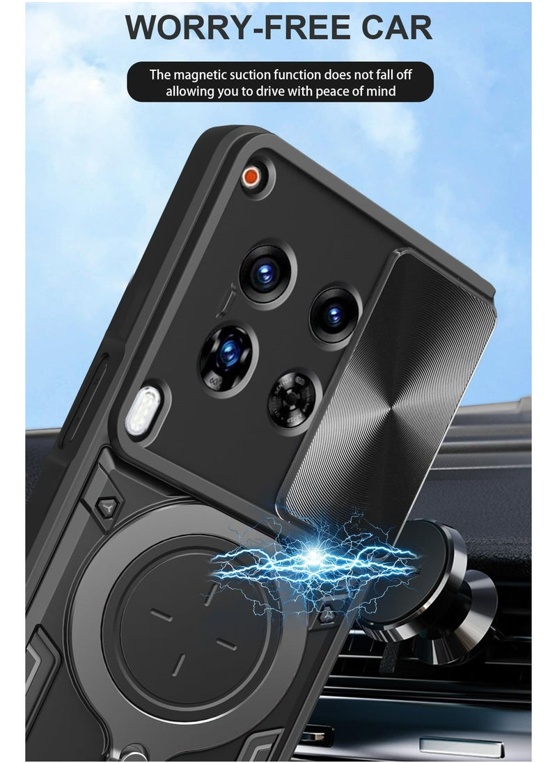 Generic - TECNO Camon 30 5G Case Cover, Slide Camera Lens Cover, 360°Rotating Kickstand Ring, Bumper Shockproof Phone Case，Compatible with Car Magnetic Mount Mobile Phone Case For TECNO Camon 30 5G Black - Image 1