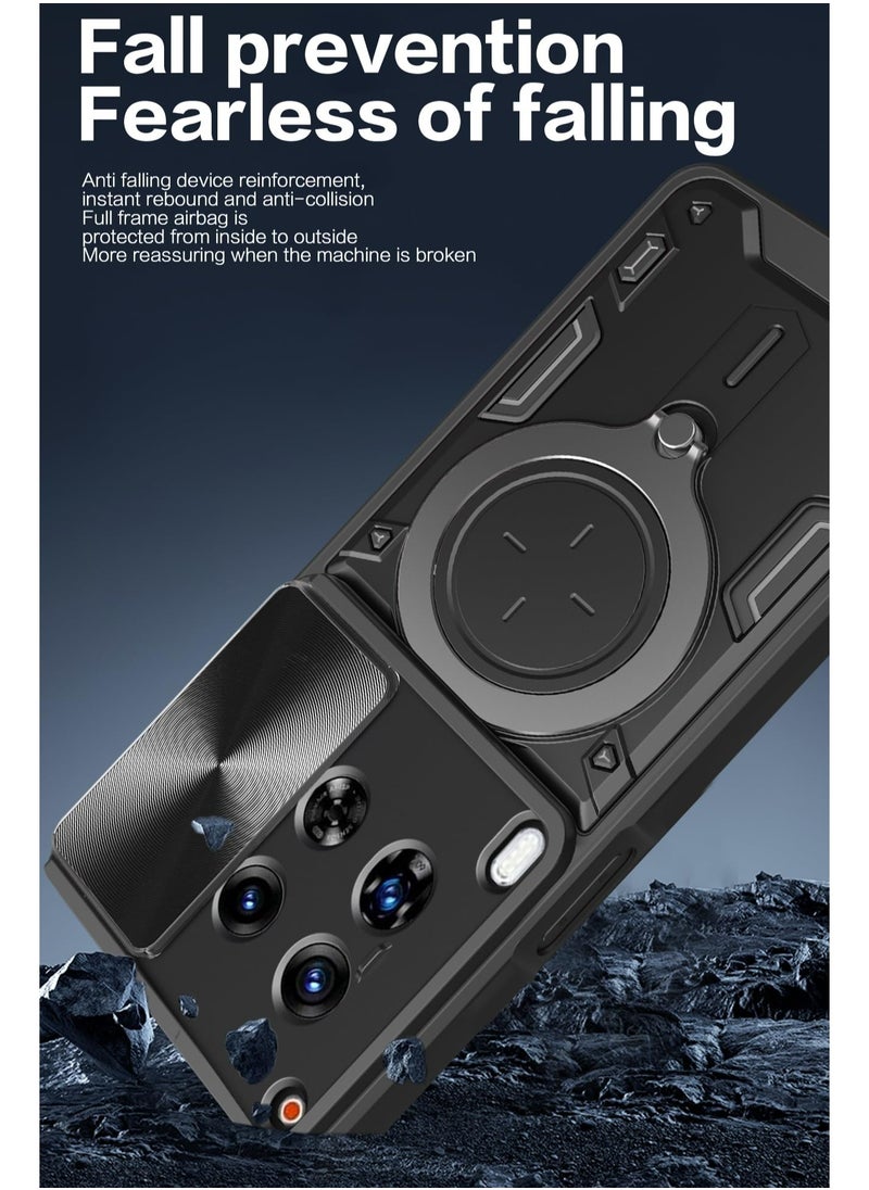 Generic - TECNO Camon 30 5G Case Cover, Slide Camera Lens Cover, 360°Rotating Kickstand Ring, Bumper Shockproof Phone Case，Compatible with Car Magnetic Mount Mobile Phone Case For TECNO Camon 30 5G Black - Image 1