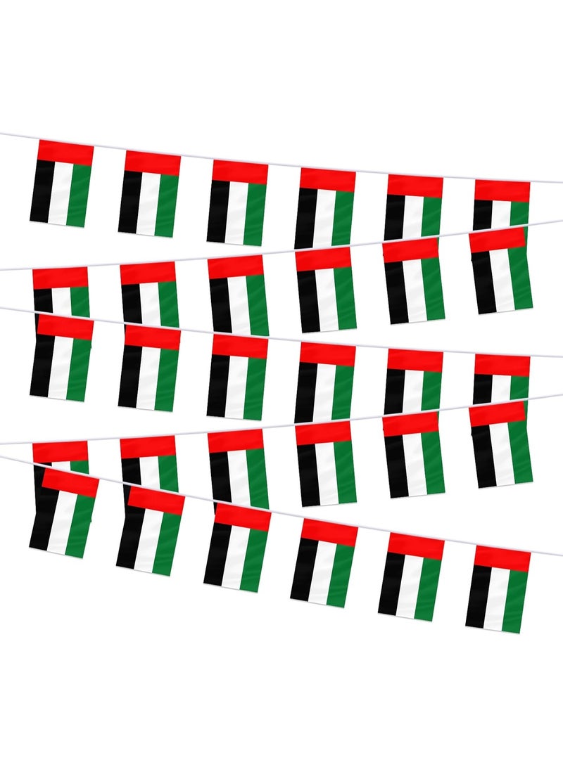 سان هان راية علم الإمارات العربية المتحدة - 14 × 21 سم (5.5 × 8.2 بوصة)، 25 علمًا إماراتيًا على خيط بطول 7.8 متر (26 قدمًا) للمناسبات الرياضية، والحفلات ذات الطابع الخاص، والحانات، والمدارس، والديكور المنزلي - Image 1