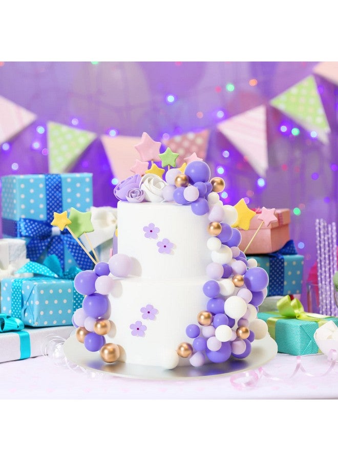 ASTARON 32 Pcs Ball Cake Topper Decorations Mini Balloons Cake Topper Sticks Foam Balls Cake Picks Cake Topper Balls Cake Decorations For Wedding Party Birthday Cake Decorating (Purple Gold) - Image 4
