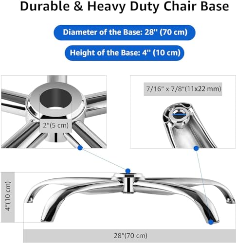 RAJCHAIR Revolving Steel Chrome Chair Base | Twin Caster Alloy Nylon Wheel Base | 27 Inch Heavy Duty Replacement Base for Office Chair Smooth Rolling Durable Support - Image 5