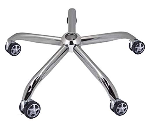 RAJCHAIR Revolving Steel Chrome Chair Base | Twin Caster Alloy Nylon Wheel Base | 27 Inch Heavy Duty Replacement Base for Office Chair Smooth Rolling Durable Support - Image 1