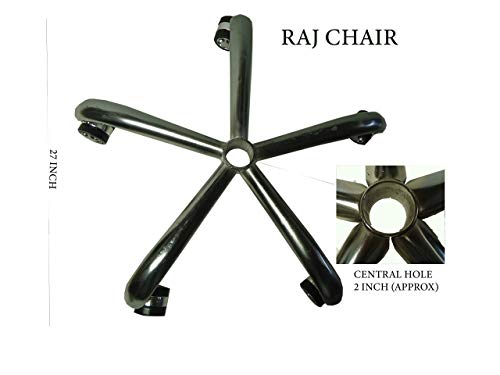 RAJCHAIR Revolving Steel Chrome Chair Base | Twin Caster Alloy Nylon Wheel Base | 27 Inch Heavy Duty Replacement Base for Office Chair Smooth Rolling Durable Support - Image 2