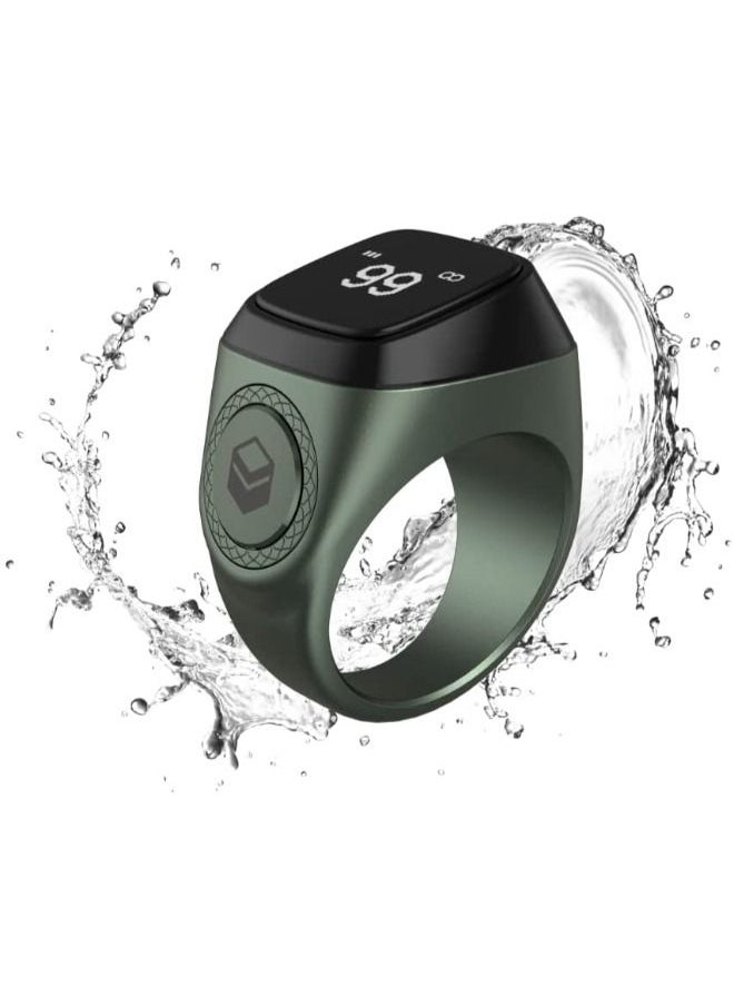 iQIBLA Smart Tasbih Zikr Ring New 2022 Aluminium alloy only 11.7g 20 MM GREEN With Charging Box  - Image 1