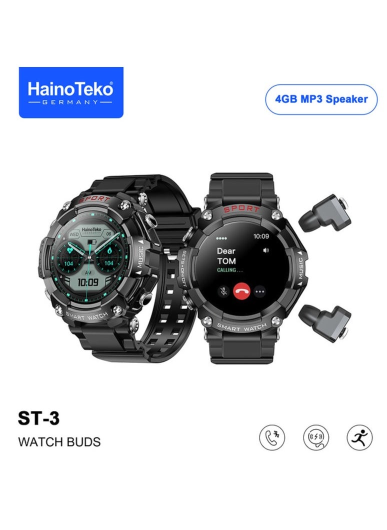 Germany Watch Buds ST 3 with AMOLED Display and 4 GB MP3 Speaker (Watch+Earbuds)