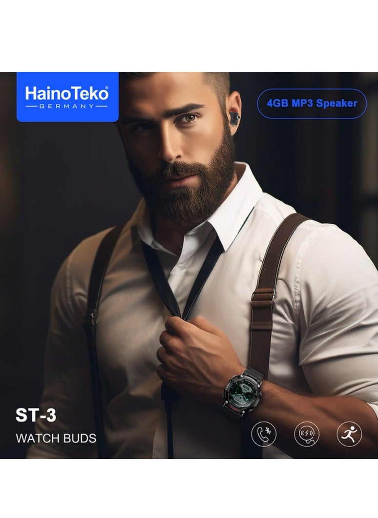 Germany Watch Buds ST 3 with AMOLED Display and 4 GB MP3 Speaker (Watch+Earbuds)