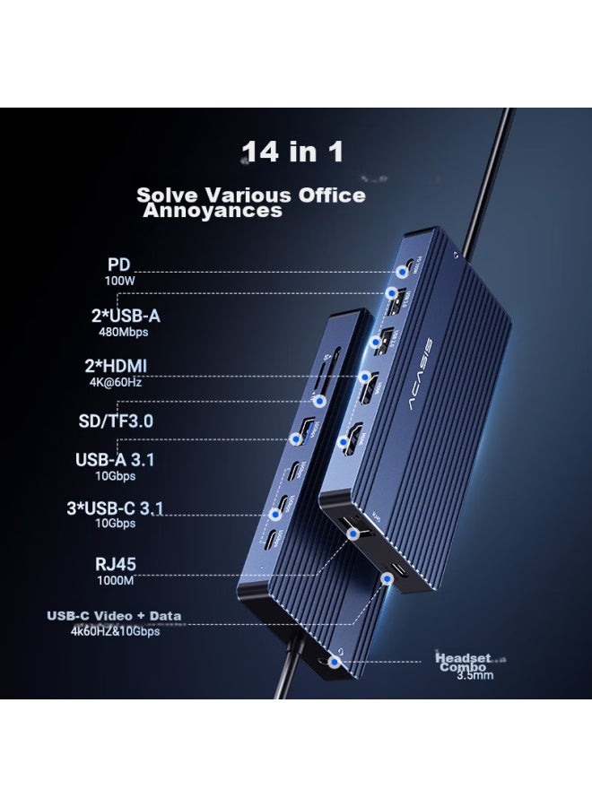 Acasis Type-c 3.2 Expansion Dock Usb-c To Dual Hdmi Thunderbolt 4 Expansion Dock Four-screen Different Display 10g Transfer 4k 60hz Multi-screen Expansion Full-function C Video Port Ds-0203 - Image 1