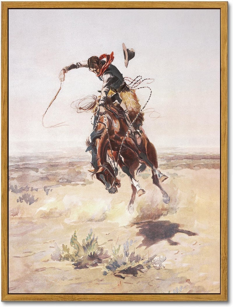 KBKBART Vintage Western Wall Art, Southwest Framed Canvas, Art Prints, Cowboy Pictures, Southwestern Artwork, Farmhouse Decor for Bedroom Bathroom - Image 1