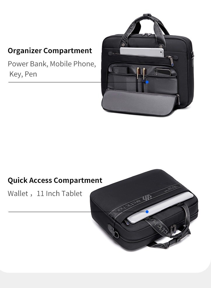ARCTIC HUNTER Office Laptop Bag Water Resistant Anti Theft Messenger Bag 15.6 inch with 4 Zipper Pockets and Adjustable Shoulder Strap Sling Bag for Men and Women GW00017 Black - Image 5