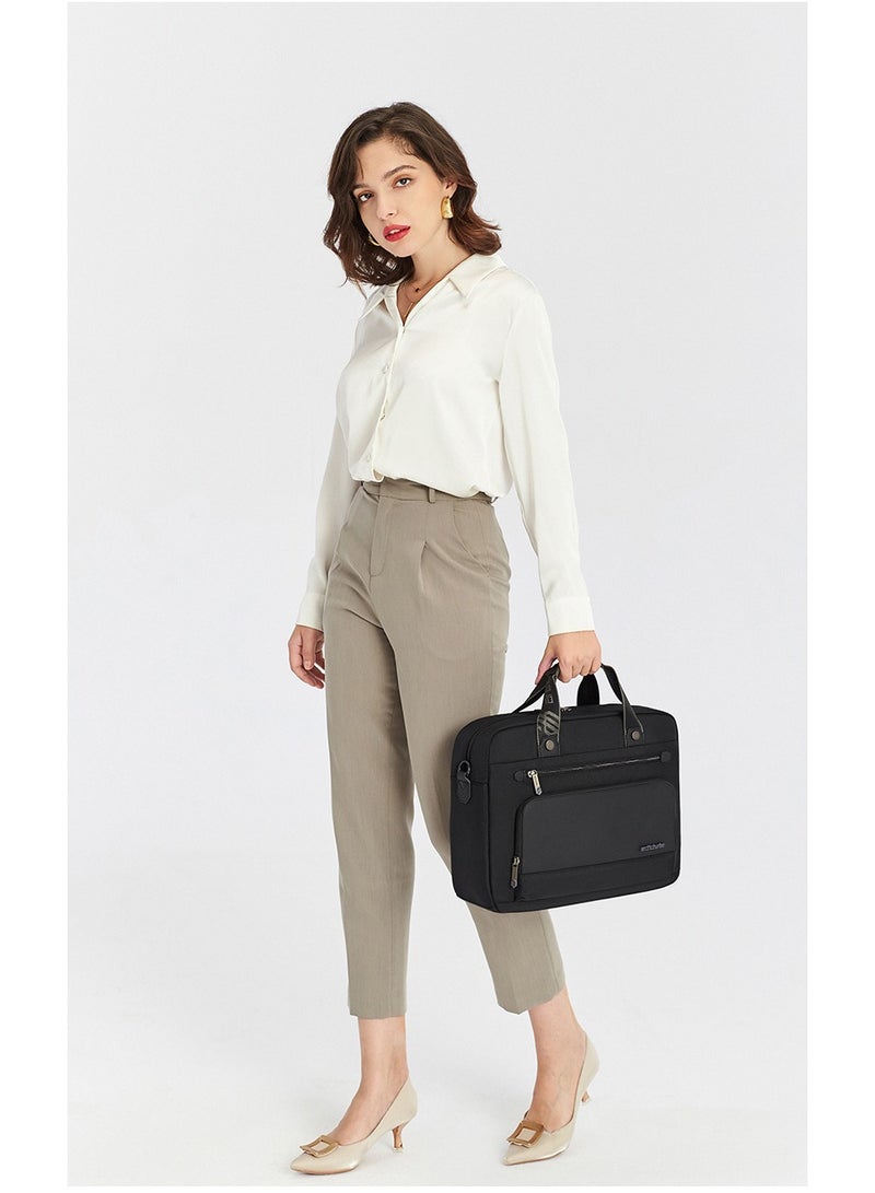 ARCTIC HUNTER Office Laptop Bag Water Resistant Anti Theft Messenger Bag 15.6 inch with 4 Zipper Pockets and Adjustable Shoulder Strap Sling Bag for Men and Women GW00017 Black - Image 3