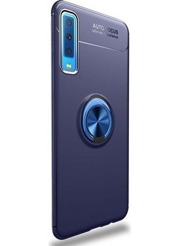 TahTicMer Xiaomi Mi A3 Case Silicone Ring Stand Metal Car Holder Ravel TPU Navy Blue  - Image 1