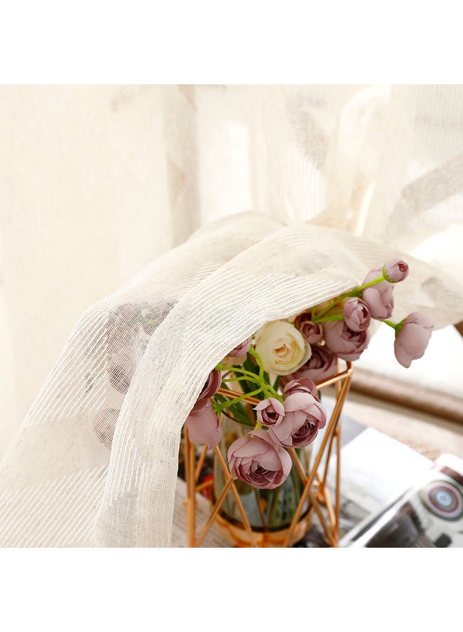 NIBEMINENT Sheer Voile Window Curtain With Ring Rod Beige - Image 2