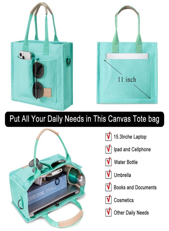 GASSDA Tote Bags for Women, Canvas Tote Purse Crossbody Bags with Pockets Top Handle Shoulder Handbags Satchel Bags for Women Work (Green) - Image 4