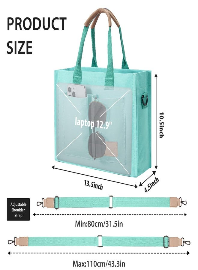 GASSDA Tote Bags for Women, Canvas Tote Purse Crossbody Bags with Pockets Top Handle Shoulder Handbags Satchel Bags for Women Work (Green) - Image 3