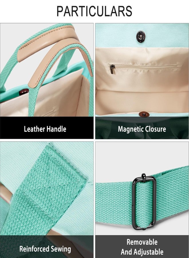 GASSDA Tote Bags for Women, Canvas Tote Purse Crossbody Bags with Pockets Top Handle Shoulder Handbags Satchel Bags for Women Work (Green) - Image 5