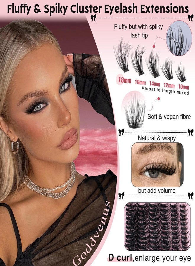 Goddvenus Lash Clusters Wispy Eyelash Clusters Fluffy Lashes Clusters Cute D Curl Cluster Eyelash Extensions with Soft Cotton Band Cluster Lashes 10-18mm Eyelashes Clusters for DIY Lash Extension - Image 2