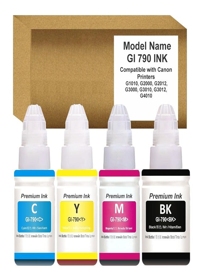 ANG GI 790 Ink Refill for Canon PIXMA G1000, G1010, G1100, G2000, G2002, G2012, G2100, G3000, G3010, G3012, G3100 Printers Ink (Black, Yellow, Cyan, Magenta) - Image 1