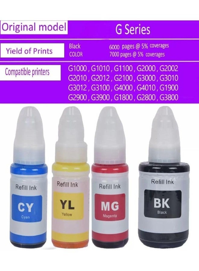 ANG GI 790 Ink Refill for Canon PIXMA G1000, G1010, G1100, G2000, G2002, G2012, G2100, G3000, G3010, G3012, G3100 Printers Ink (Black, Yellow, Cyan, Magenta) - Image 2