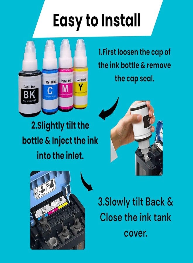 ANG GI 790 Ink Refill for Canon PIXMA G1000, G1010, G1100, G2000, G2002, G2012, G2100, G3000, G3010, G3012, G3100 Printers Ink (Black, Yellow, Cyan, Magenta) - Image 4