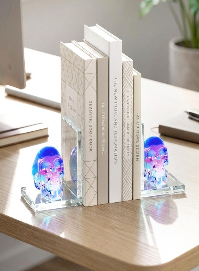 KDSPAROS Skull Bookends Set of 2 – L Shaped Crystal Skull Decorative Bookends, Heavy Duty Non-Slip Book Ends for Shelves, Office and Home Decor - Image 5