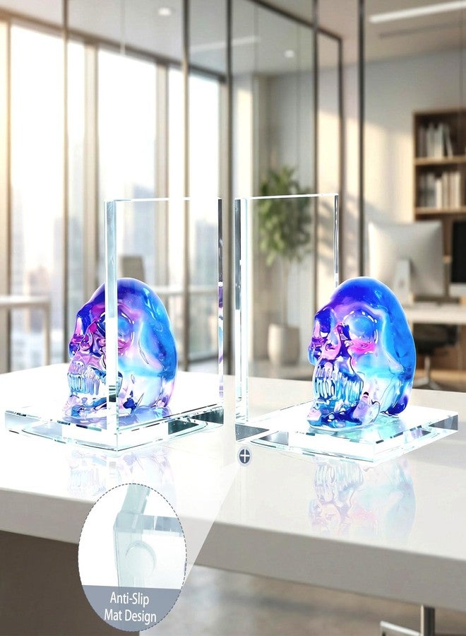 KDSPAROS Skull Bookends Set of 2 – L Shaped Crystal Skull Decorative Bookends, Heavy Duty Non-Slip Book Ends for Shelves, Office and Home Decor - Image 4